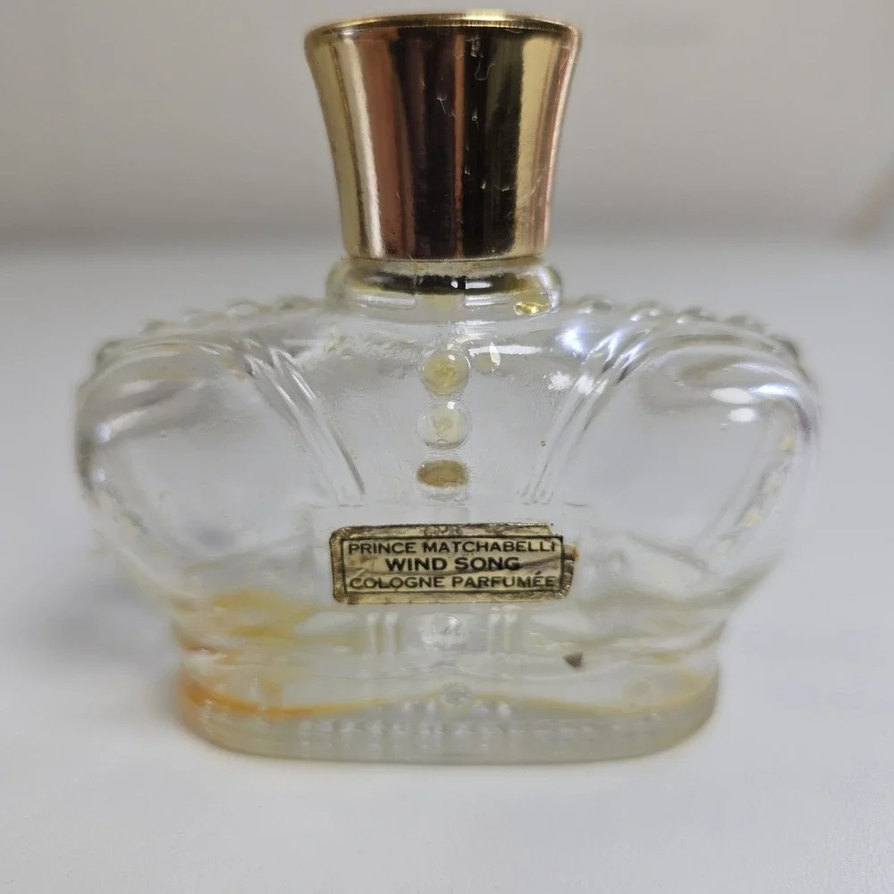 Vintage Prince Matchabelli 1/4 Oz Gilded Crown Bottle Glass Stopper & Windsong